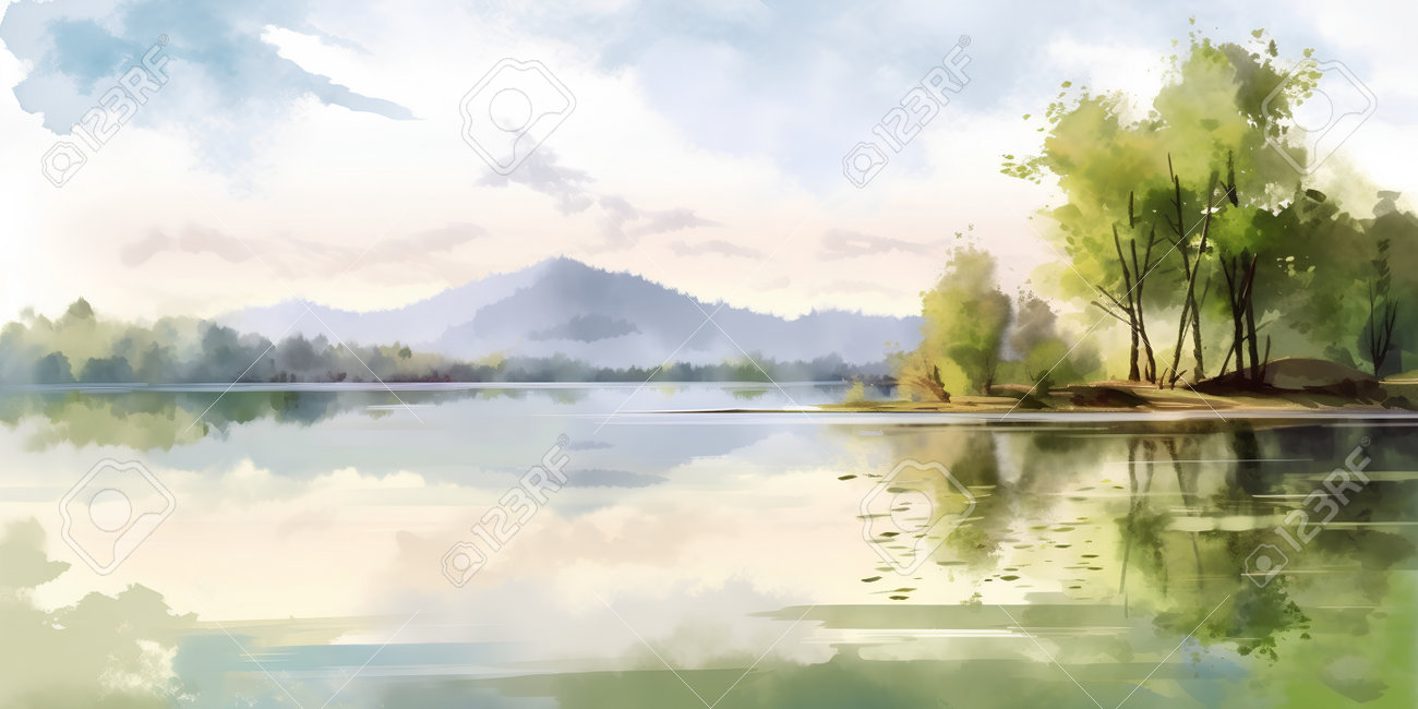 山と湖の風景画 真作】絵画 油彩30号 静寂の山岳湖