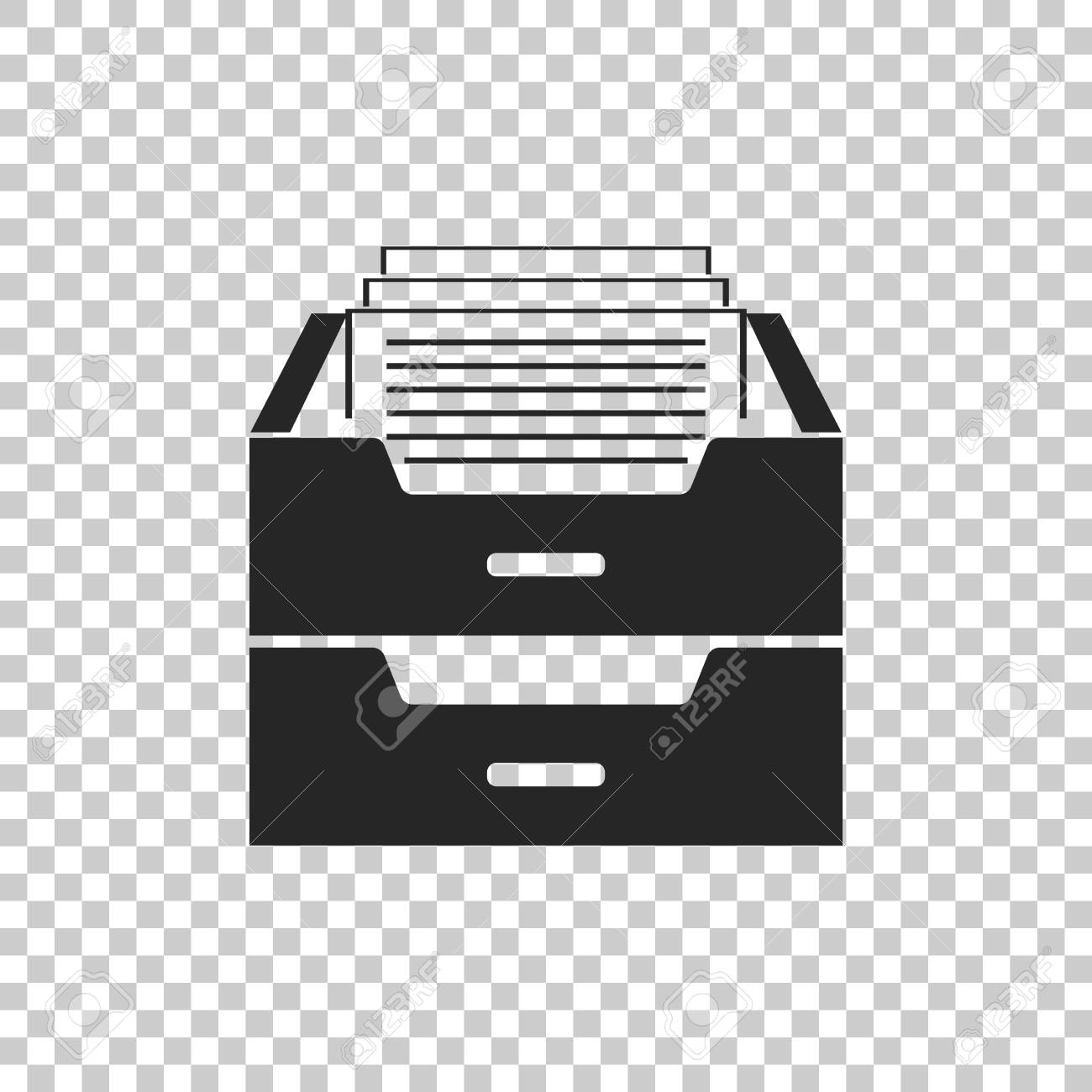 Drawer With Documents Icon Isolated On Transparent Background