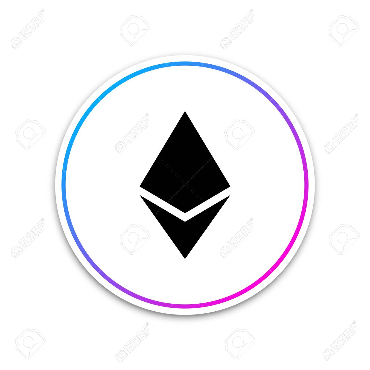 흰색 바탕에 Cryptocurrency 동전 Ethereum ETH 아이콘입니다. 실물 비트코인. 디지털 화폐. 알트코인 기호입니다.  블록체인 기반 보안 암호화폐. 동그라미 흰색 버튼입니다. 벡터 일러스트 레이 션 로열티 무료 사진, 그림, 이미지 그리고  스톡포토그래피. Image