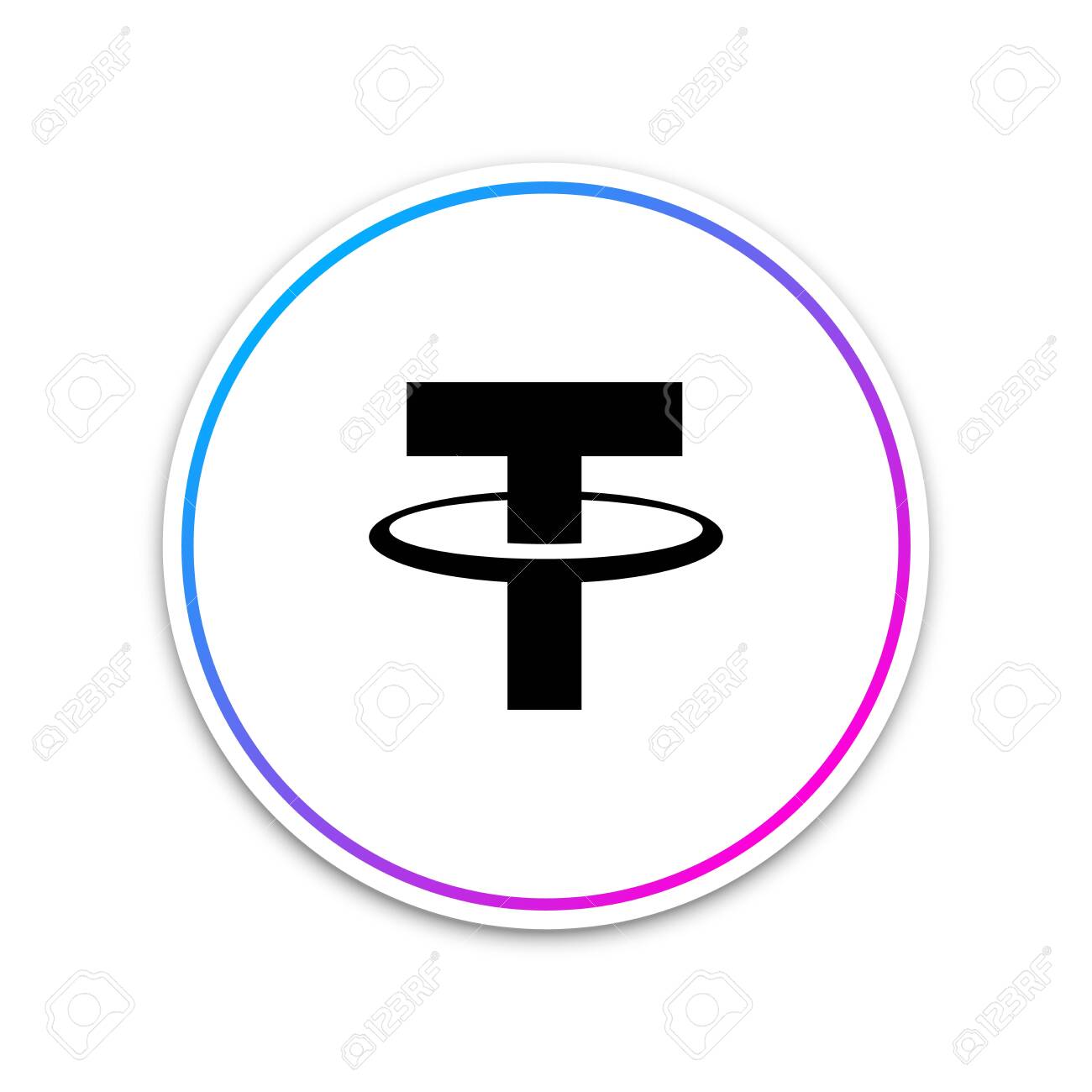 흰색 바탕에 Cryptocurrency 동전 테더 USDT 아이콘입니다. 실물 비트코인. 디지털 화폐. 알트코인 기호입니다. 블록체인  기반 보안 암호화폐. 동그라미 흰색 버튼입니다. 벡터 일러스트 레이 션 로열티 무료 사진, 그림, 이미지 그리고 스톡포토그래피.  Image