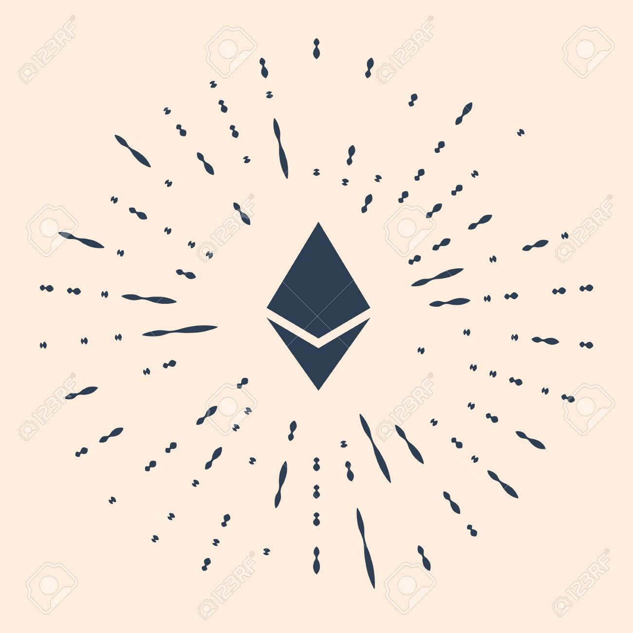 베이지색 배경에 격리된 검은 암호 화폐 동전 이더리움 Eth 아이콘입니다. 실물 비트코인. 디지털 통화. 알트코인 기호. 블록체인 기반  보안 암호화폐. 벡터 일러스트 레이 션. 로열티 무료 사진, 그림, 이미지 그리고 스톡포토그래피. Image