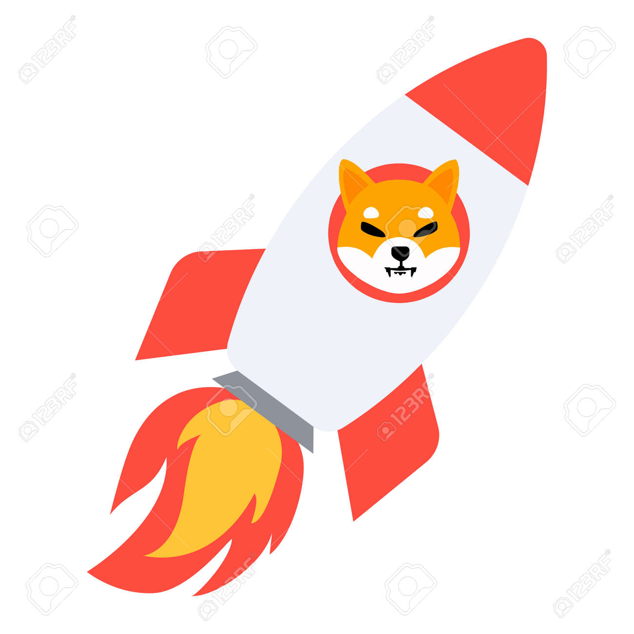 Isolated Shiba Dog On A Rocket Going To The Moon. Viral Crypto Currency  Vector Art On White Background Royalty Free SVG, Cliparts, Vectors, and  Stock Illustration. Image 176875797.