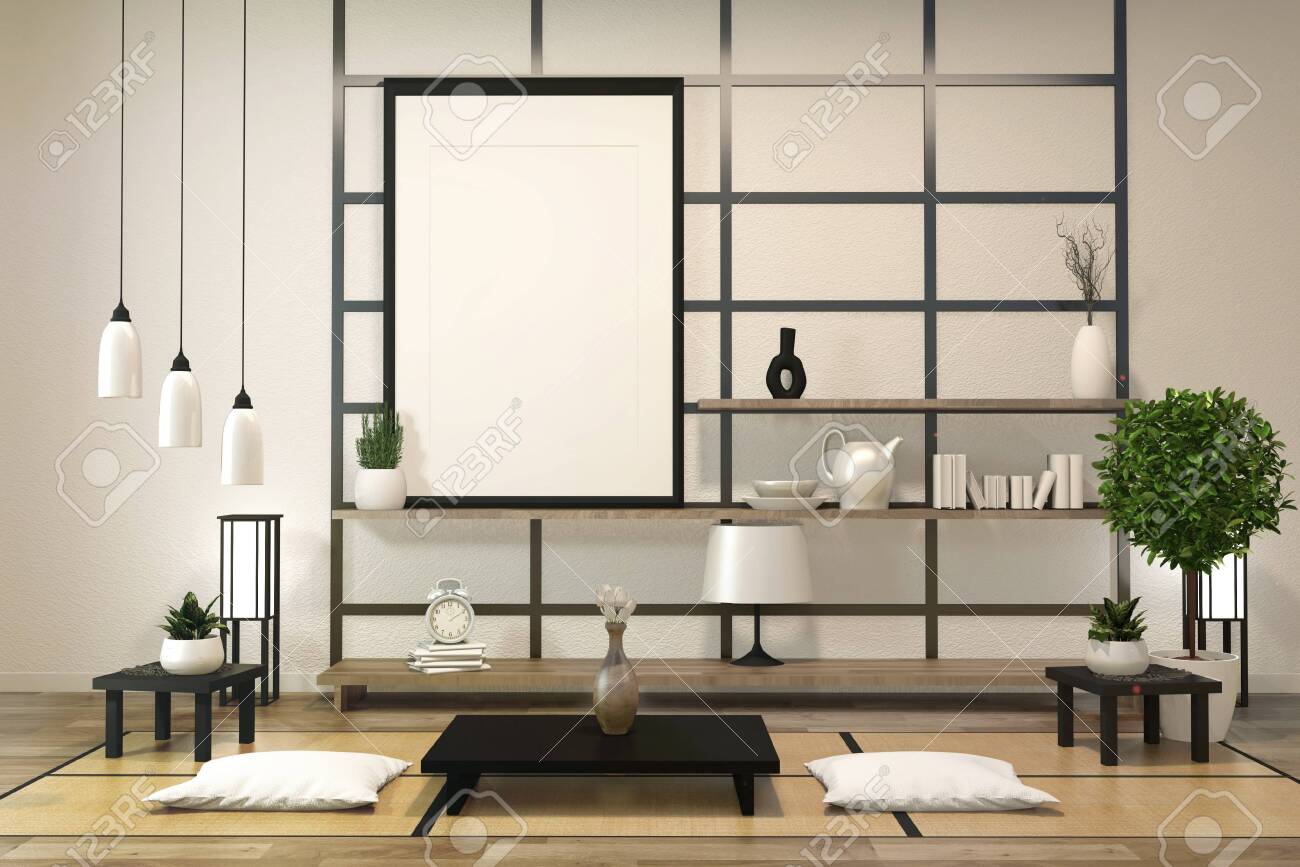 Interior Design Zen Living Room Table Stock Illustration 1231567117 |  Shutterstock, image size:1300x867