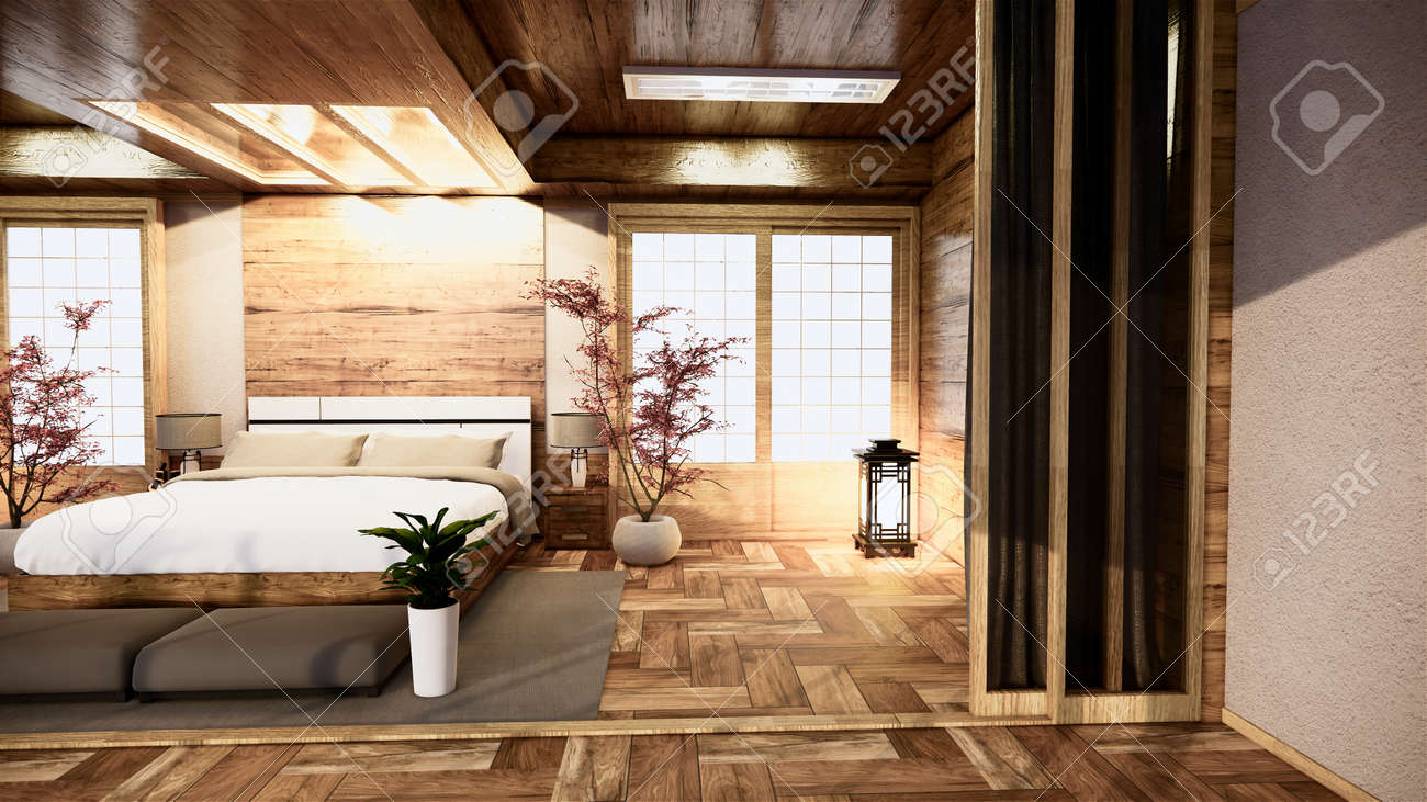 bedroom japanese interior design.3D rendering - 147611520 bedroom japanese interior design.3D rendering - 147611520