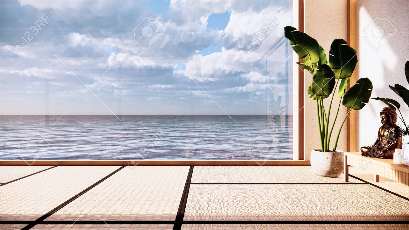 Japan Room Interior Japanese Style 3d Rendering In View Sea 3d Stock Photo Picture And Royalty Free Image Image 152955121
