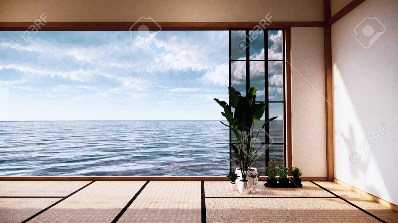 Japan Room Interior Japanese Style 3d Rendering In View Sea 3d Stock Photo Picture And Royalty Free Image Image 152955134