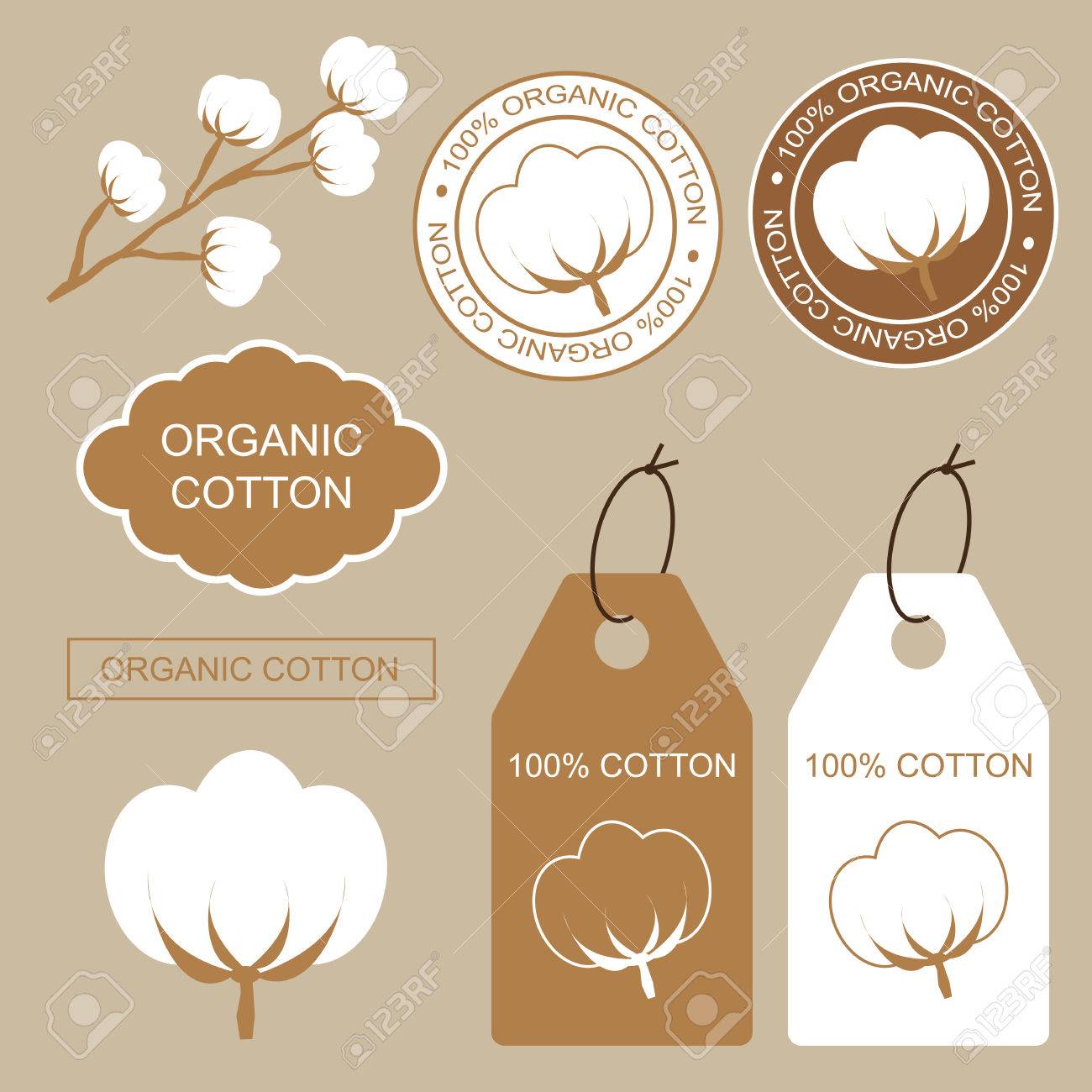 Set Of Organic Labels s And Stickers With Cotton 100 Organic Royalty Free Cliparts Vectors And Stock Illustration Image