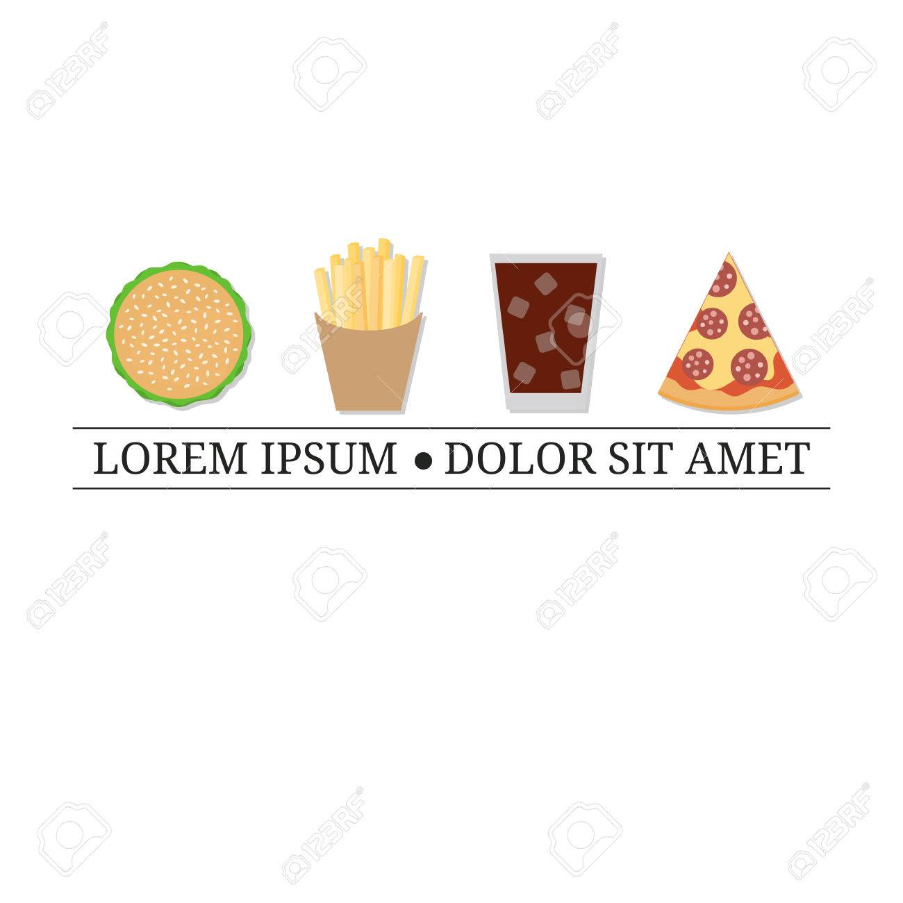 design template with fast food elements burger fries cola