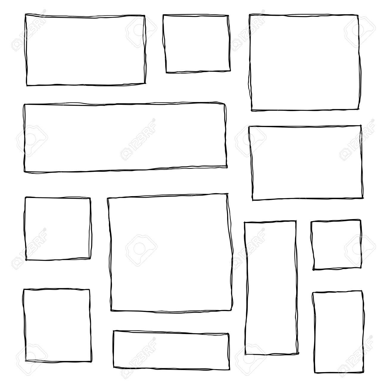 Set Of Hand Drawn Sketched Square Frames Isolated On White Background Royalty Free Cliparts Vectors And Stock Illustration Image 114881242