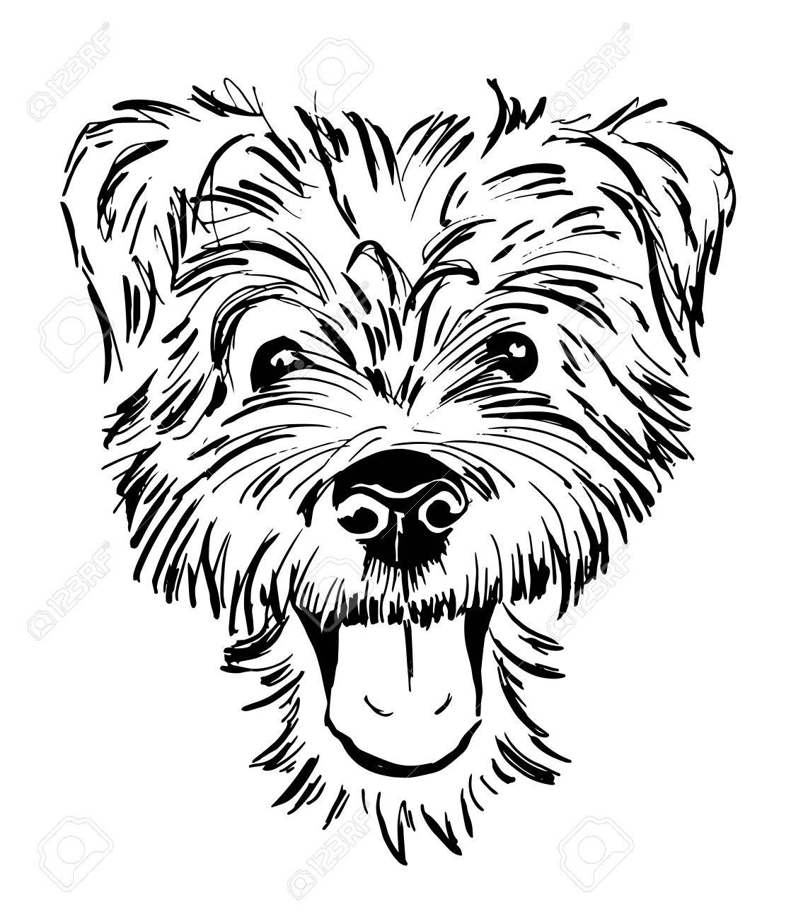 dog illustration black and white