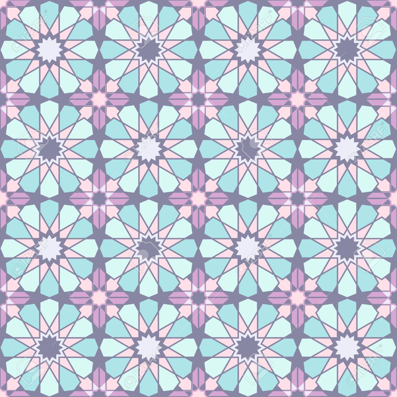 seamless bright multi colored geometric pattern based on moroccan geometric patterns vector