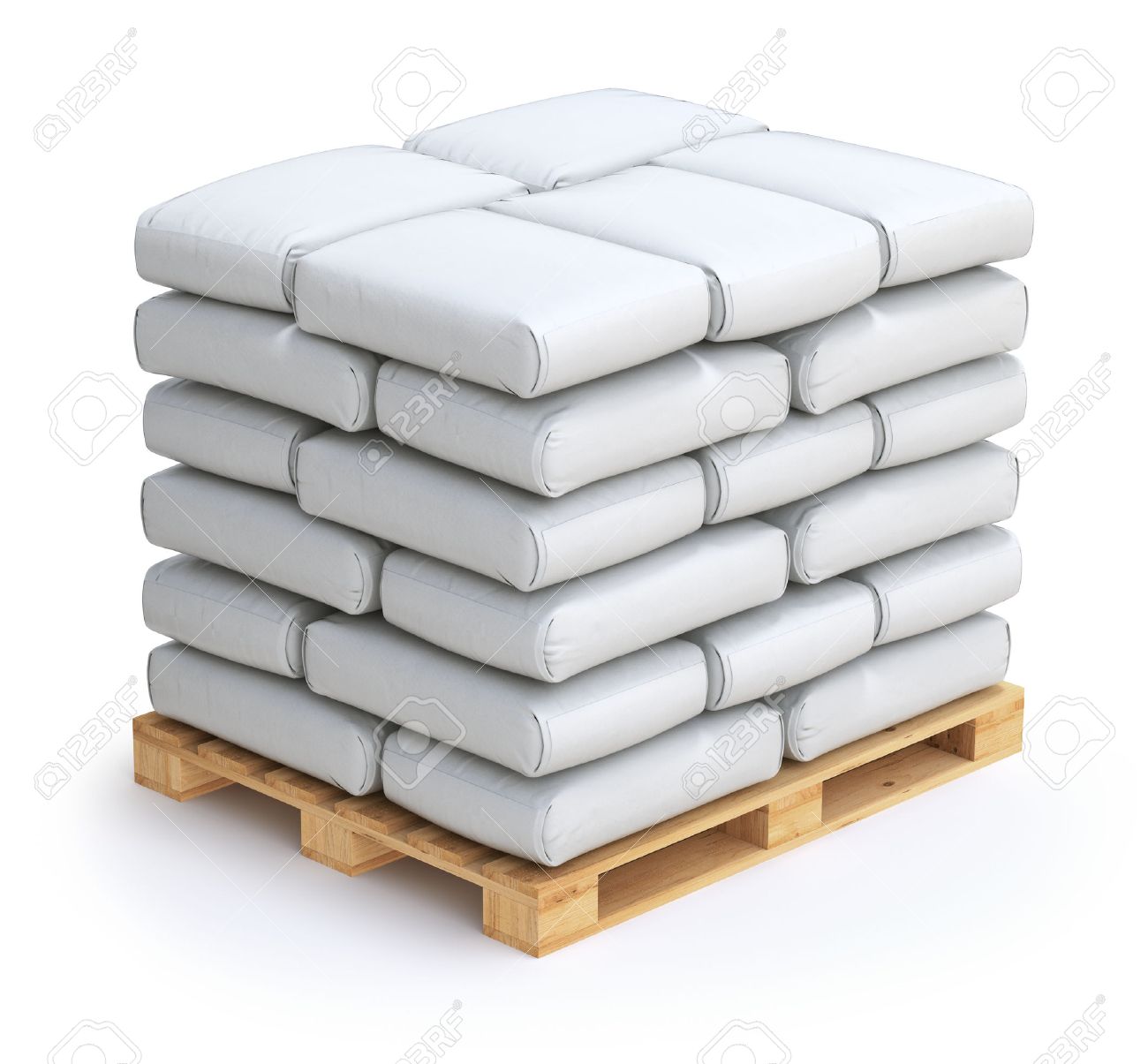White Sacks On Wooden Pallet Stock Photo White Sacks On Wooden Pallet Stock Photo