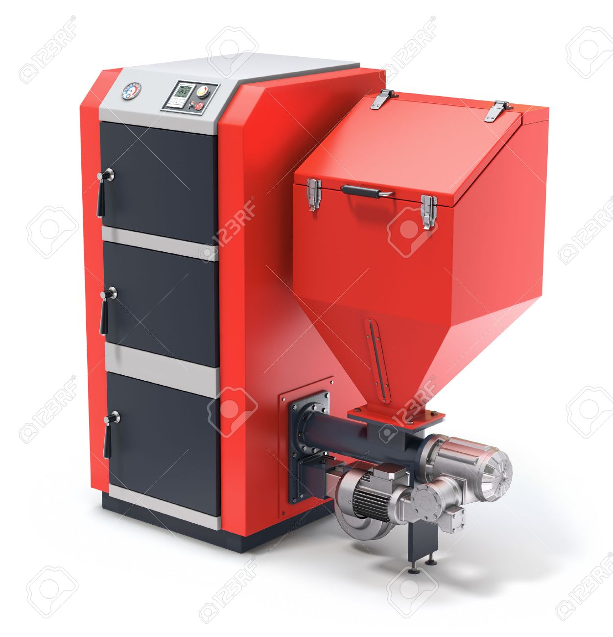 Wood Pellet Boiler >> Wood Pellet Boiler With Fuel Hooper And Feeding System Stock Photo Wood Pellet Boiler >> Wood Pellet Boiler With Fuel Hooper And Feeding System Stock Photo