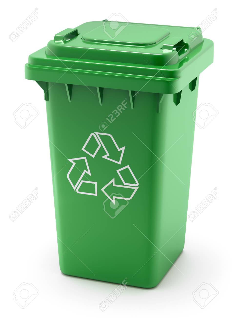 Green Recycle Bin On White Background - 3D Illustration Stock Photo,  Picture and Royalty Free Image. Image 70815352., image size:992x1300