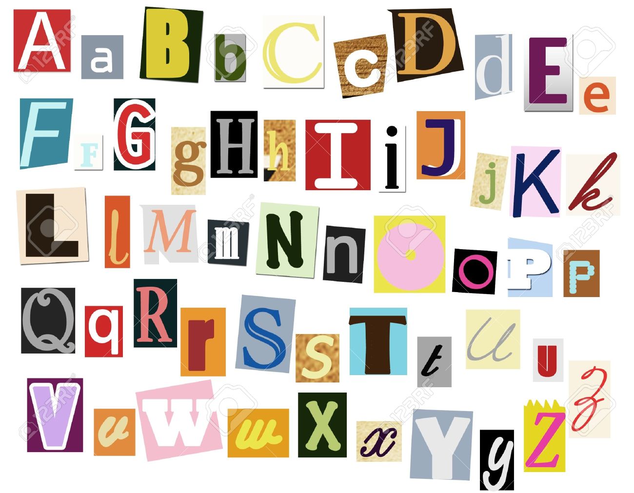 Colorful alphabet with letters torn from newspapers and magazines - 8651123...