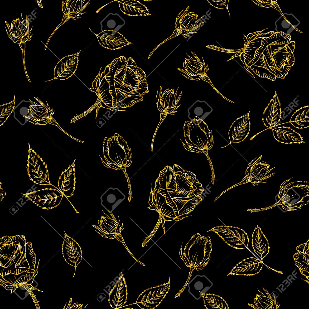 Gratuit Images Motif Or Transparente Avec Rose Sur Fond Noir Fleur De Paillettes dernière salutations