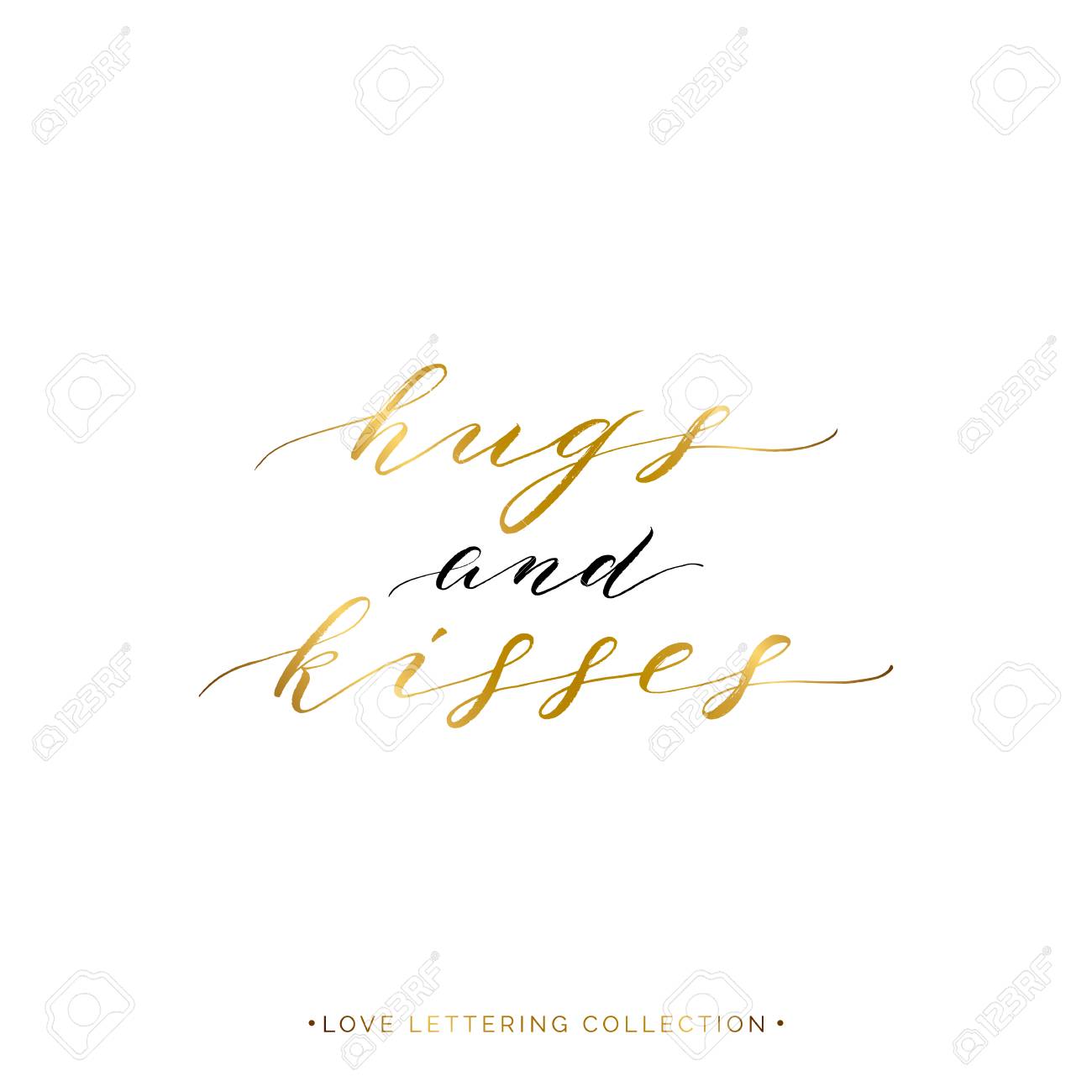 Abracos E Beijos Texto De Ouro Isolado No Fundo Branco Citacoes De Amor Pintadas A Mao Vetor De Ouro Dia Do Dia Dos Namorados Para Cartao Convite Casamento Salvar A Data Caligrafia