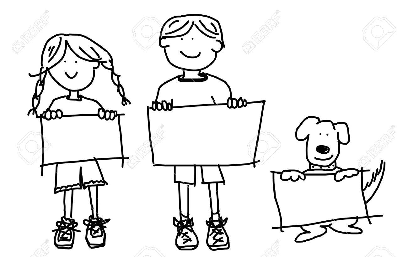large cartoon characters simplistic black line drawings of two smiling kids and their dog holding - Cartoon Drawings Of Kids large cartoon characters simplistic black line drawings of two smiling kids and their dog holding - Cartoon Drawings Of Kids