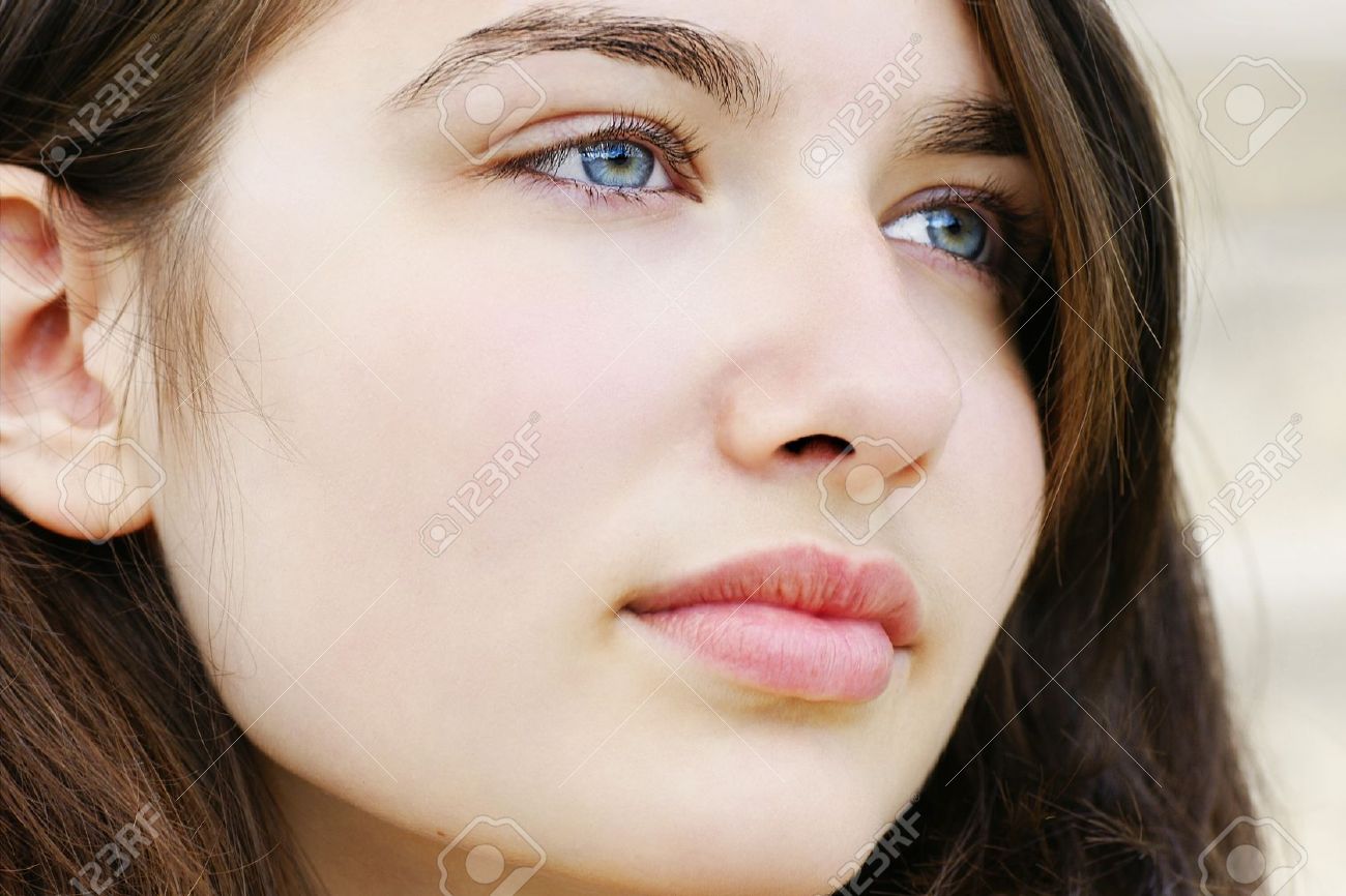 Portrait Of S Beautiful Hopeful Or Pensive Young Woman With Fair Skin And  Light Blue And Green Eyes, Simple And Natural. Stock Photo, Picture and  Royalty Free Image. Image 15041159., image size:1300x866