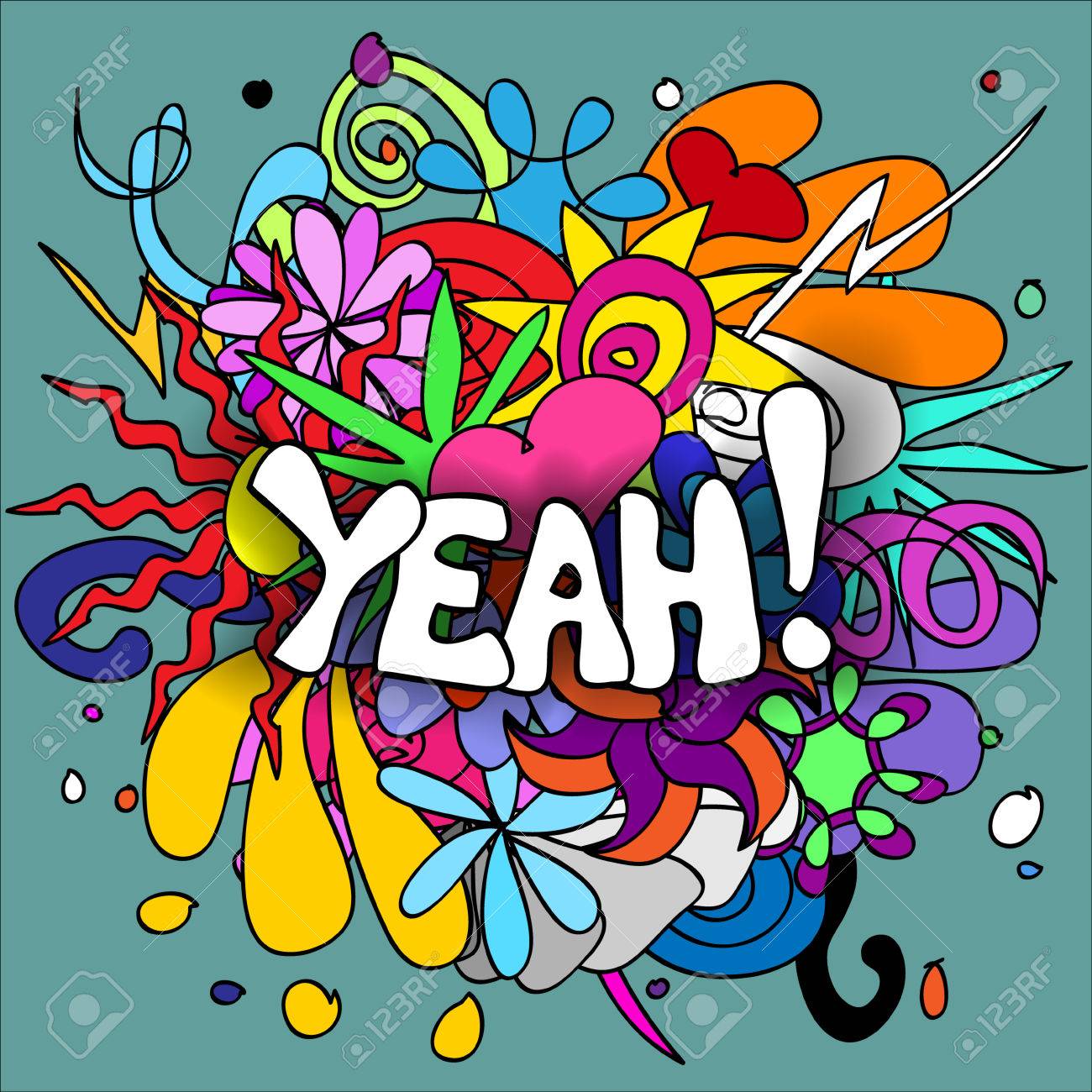 楽しい カラフルな落書きの背景にクールそうテキスト のイラスト素材 ベクタ Image