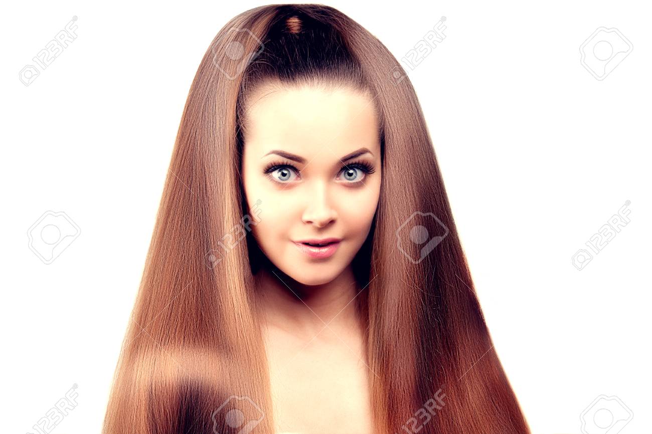 Long Hair Updo Hairstyle Hair Salon Fashion Model With Shiny