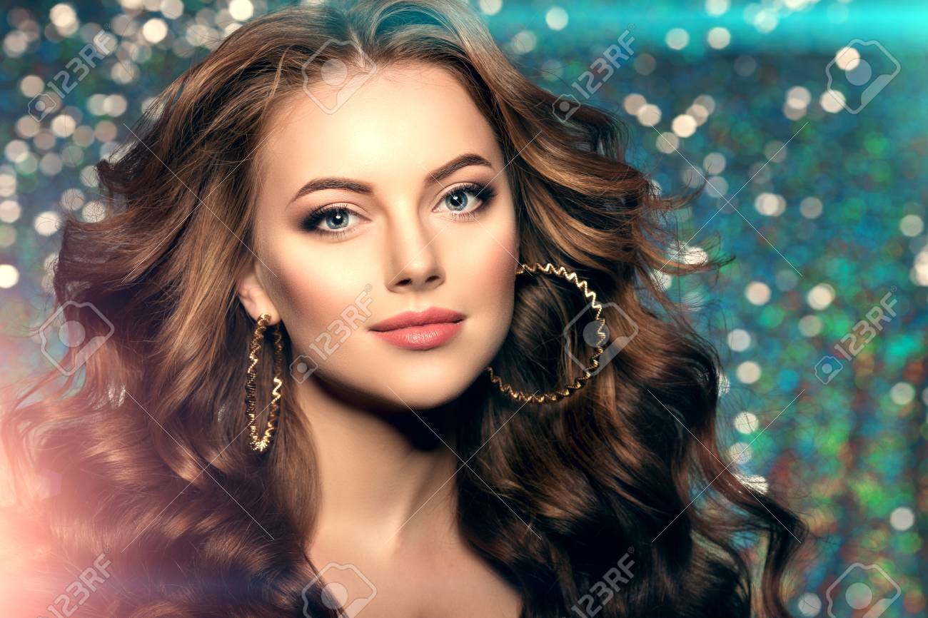 Woman Club Lights Party Background Dancing Girl Long Hair Waves