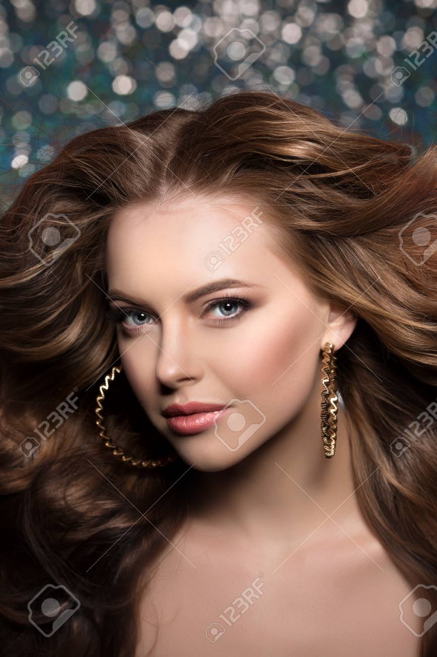 Woman Club Lights Party Background Dancing Girl Long Hair Waves