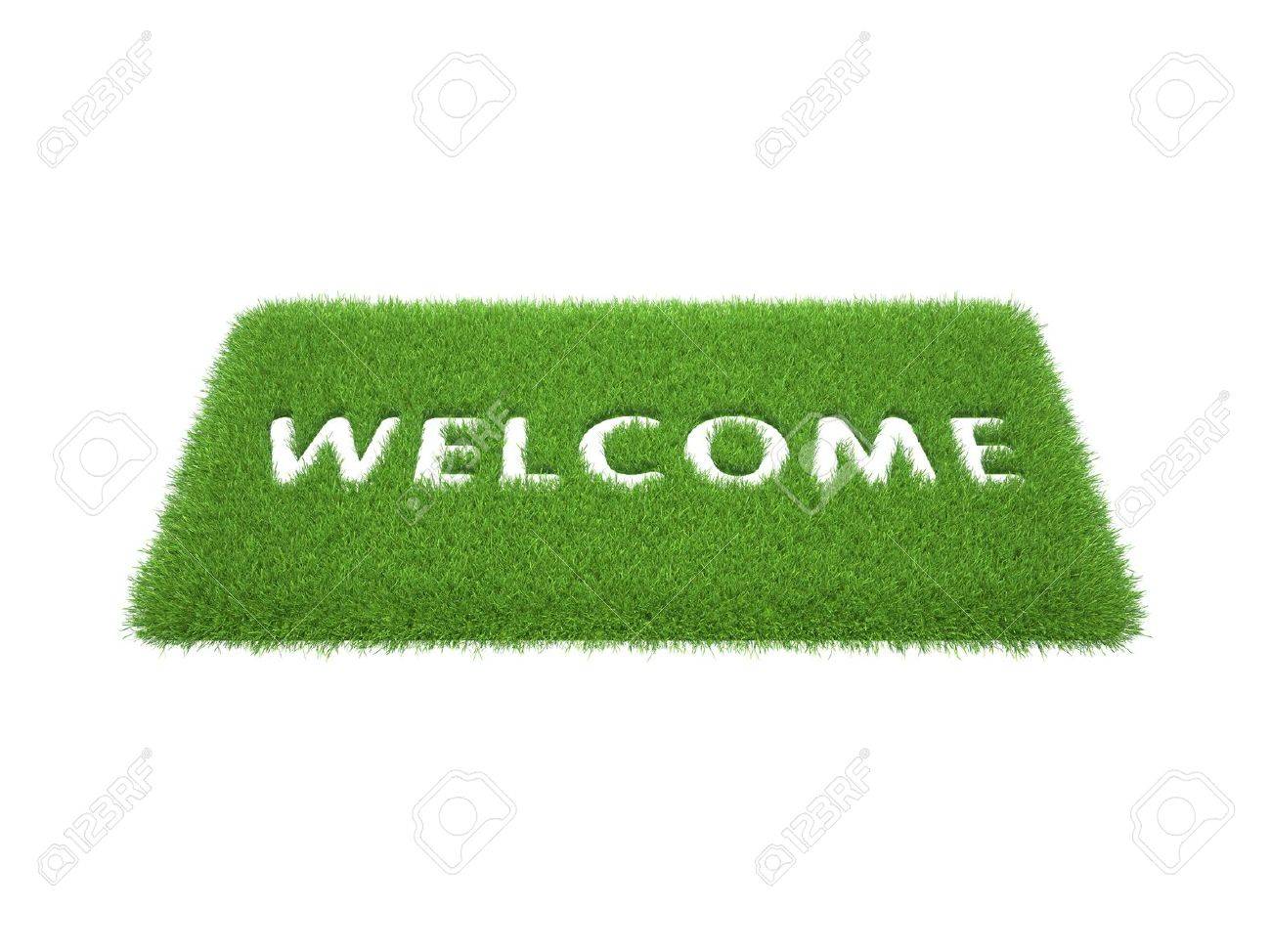 print the words are welcome on the mat of green grass - 23822903 print the words are welcome on the mat of green grass - 23822903