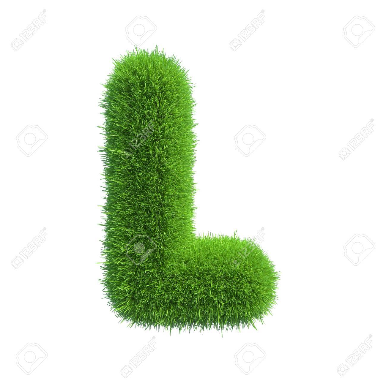 Letter of green fresh grass isolated on a white background - 34449014 Letter of green fresh grass isolated on a white background - 34449014