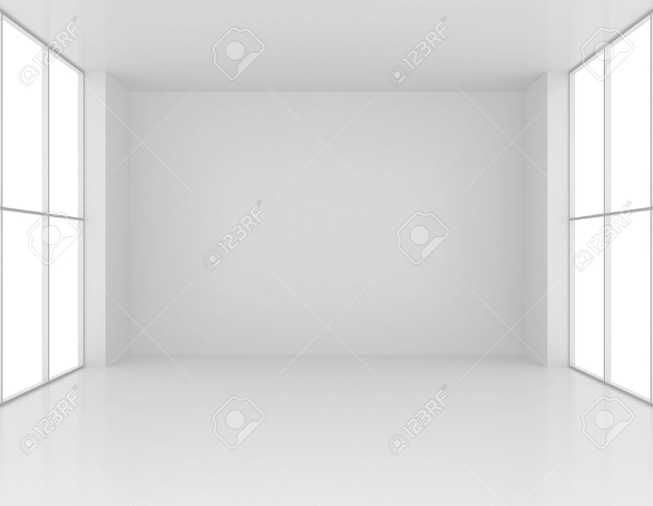 Clean and empty white room with large windows. 3d render - 39650902 Clean and empty white room with large windows. 3d render - 39650902
