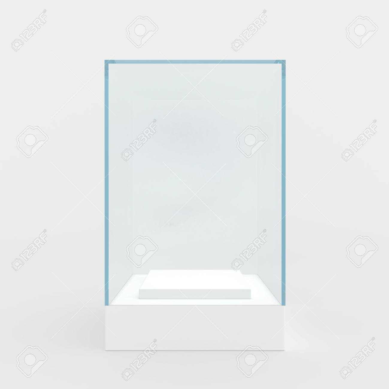 3d Empty glass showcase for exhibit. gray background - 45789847 3d Empty glass showcase for exhibit. gray background - 45789847