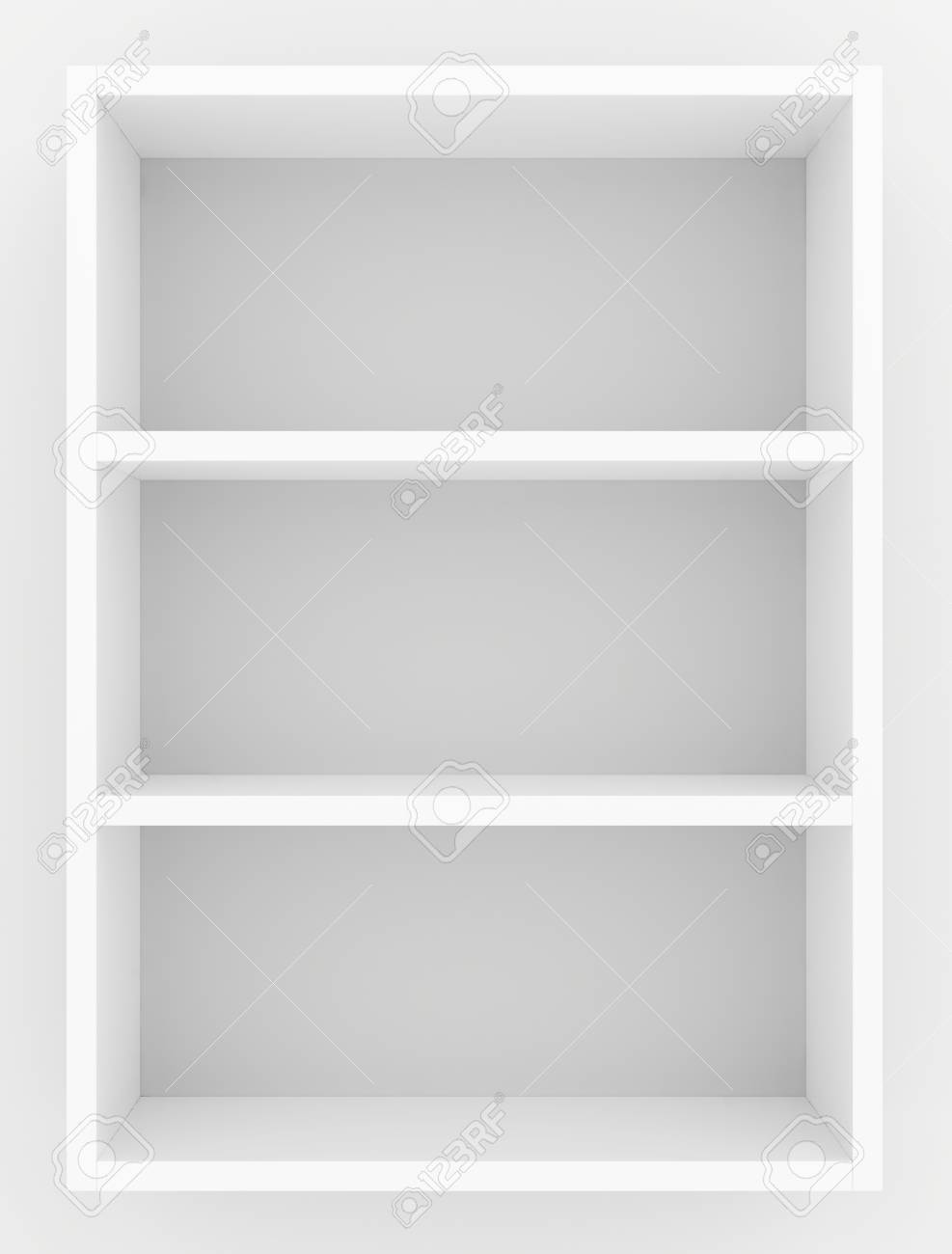 White blank showcase shelves front view. 3D rendering. - 72168920 White blank showcase shelves front view. 3D rendering. - 72168920