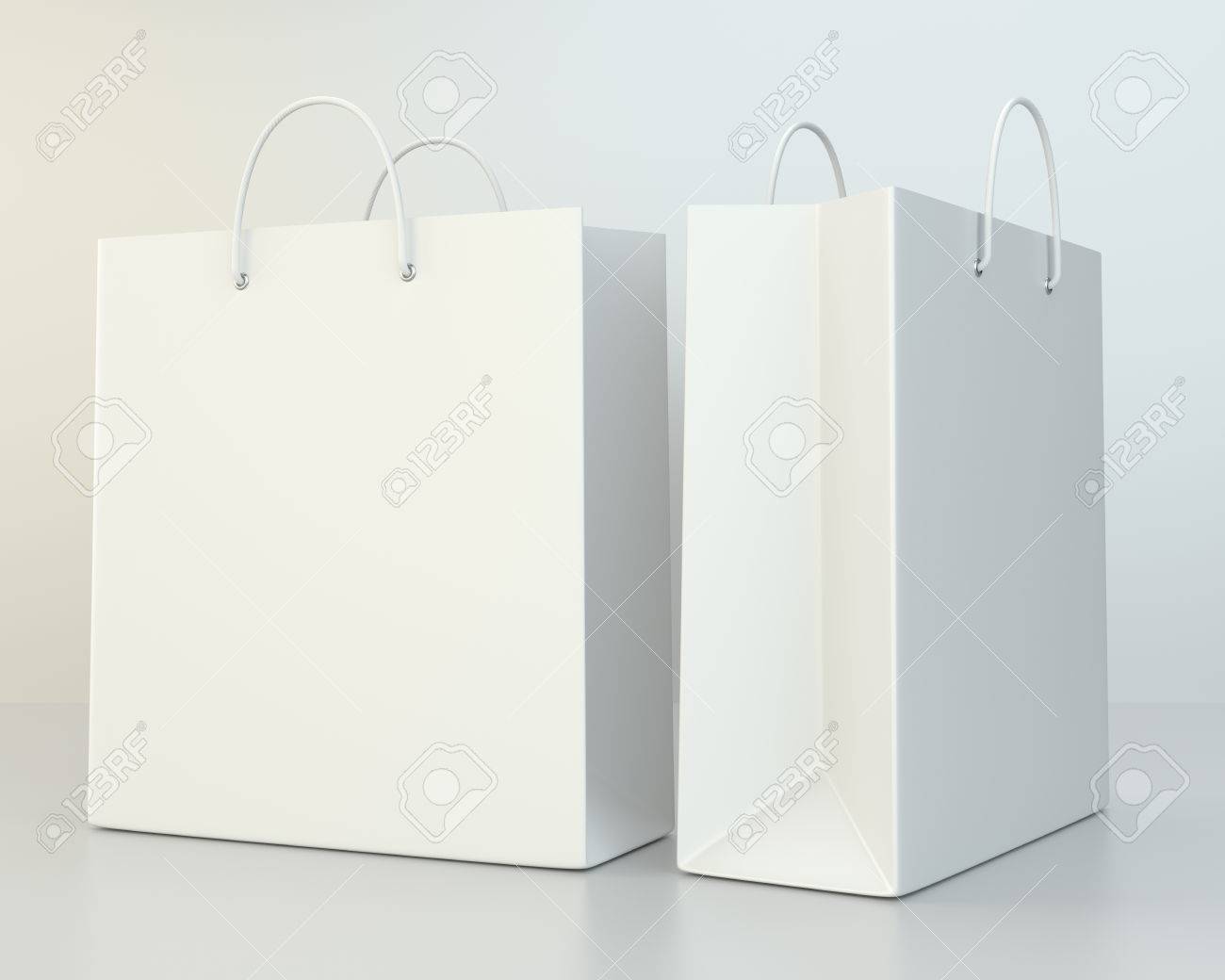 Conjunto De Plantillas De Bolsas De Papel De En Blanco. Representación 3d Fotos, Retratos, Imágenes Y Fotografía De Archivo Derecho. Image 76680347.