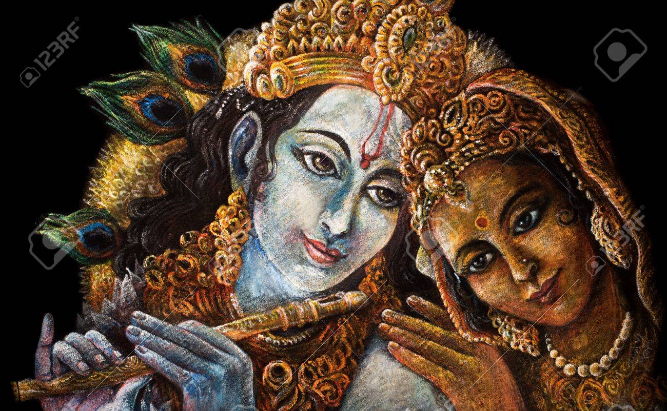 神のカップル クリシュナ神とラーダー Togerher 絵画の図 の写真素材 画像素材 Image