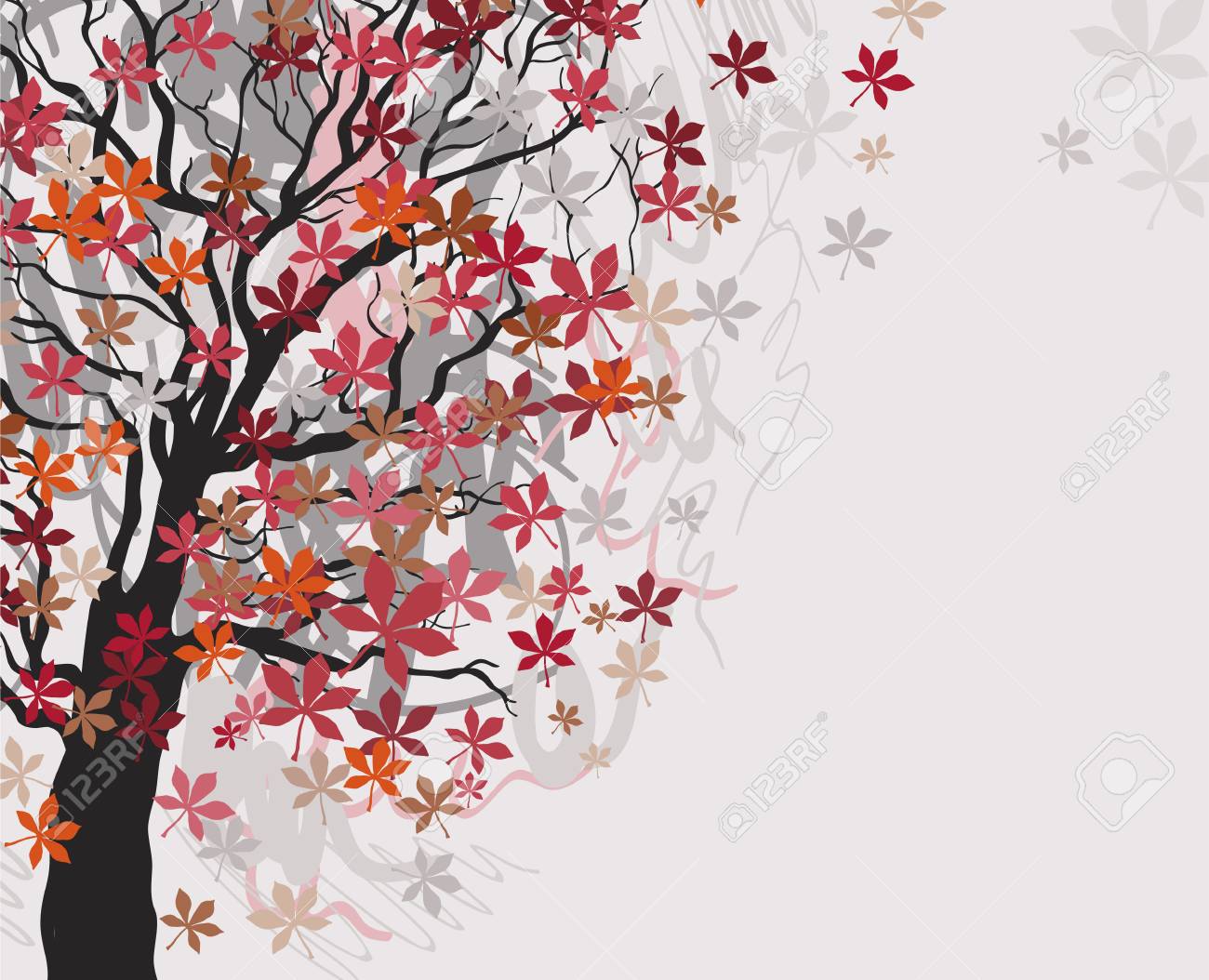 Red Chestnut Leaves Falling From Tree On Wind Autumn Background Royalty Free Cliparts Vectors And Stock Illustration Image