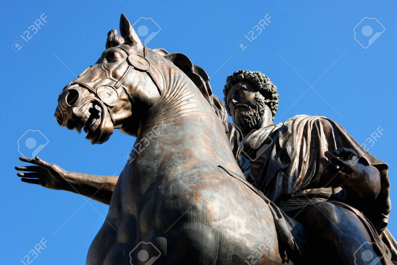 Statue Marco Aurelio at the Capitoline Hill in Rome, Italy - 73454313 Statue Marco Aurelio at the Capitoline Hill in Rome, Italy - 73454313