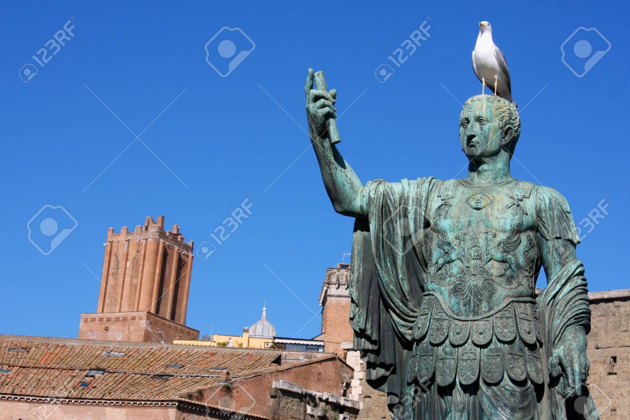 Auguste Empereur Buste Couleur Bronze Romains Statue Forum Traiani