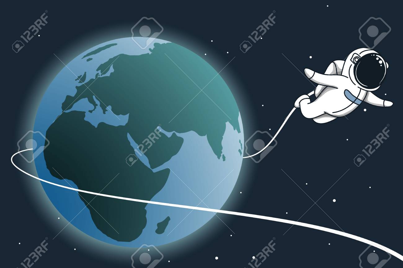 宇宙飛行士 Earth Hand 飛んで幼稚なベクトル図の描画のイラスト素材 ベクタ Image 07
