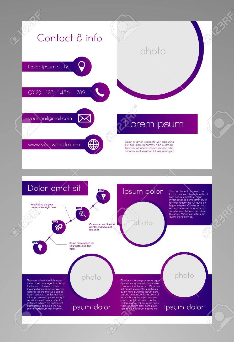 brochure template modern purple white design 8 5 x 11 inches