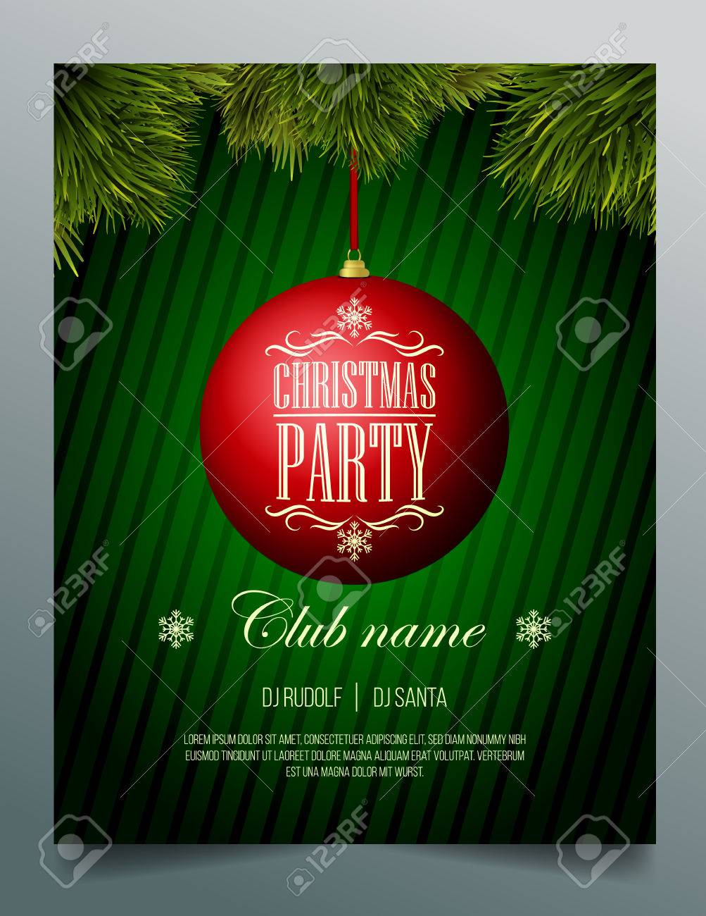 christmas party flyer template red bauble on a green background christmas party flyers template
