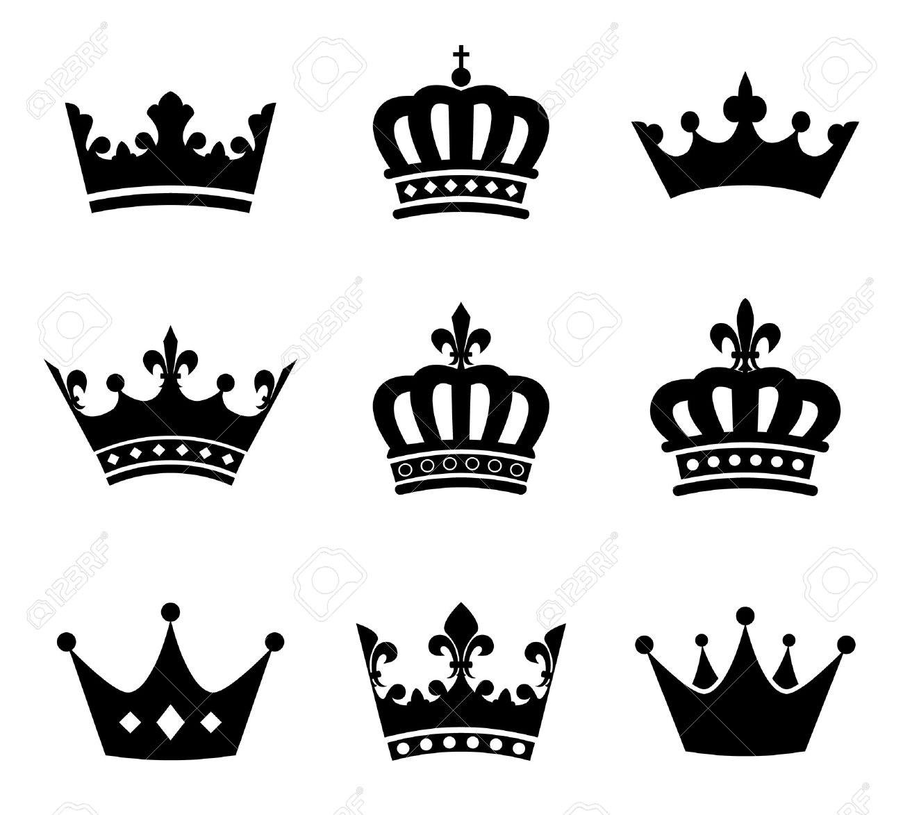 colección de la silueta de los símbolos de la corona ilustraciones