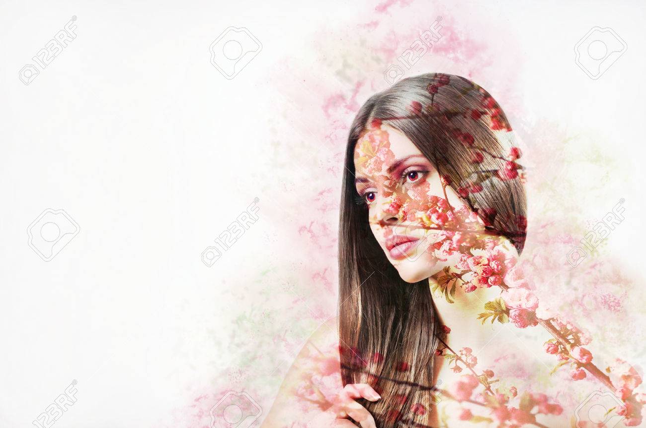 純粋な肌と強い健康な明るい髪かわいい美しい女性 の写真素材 画像素材 Image