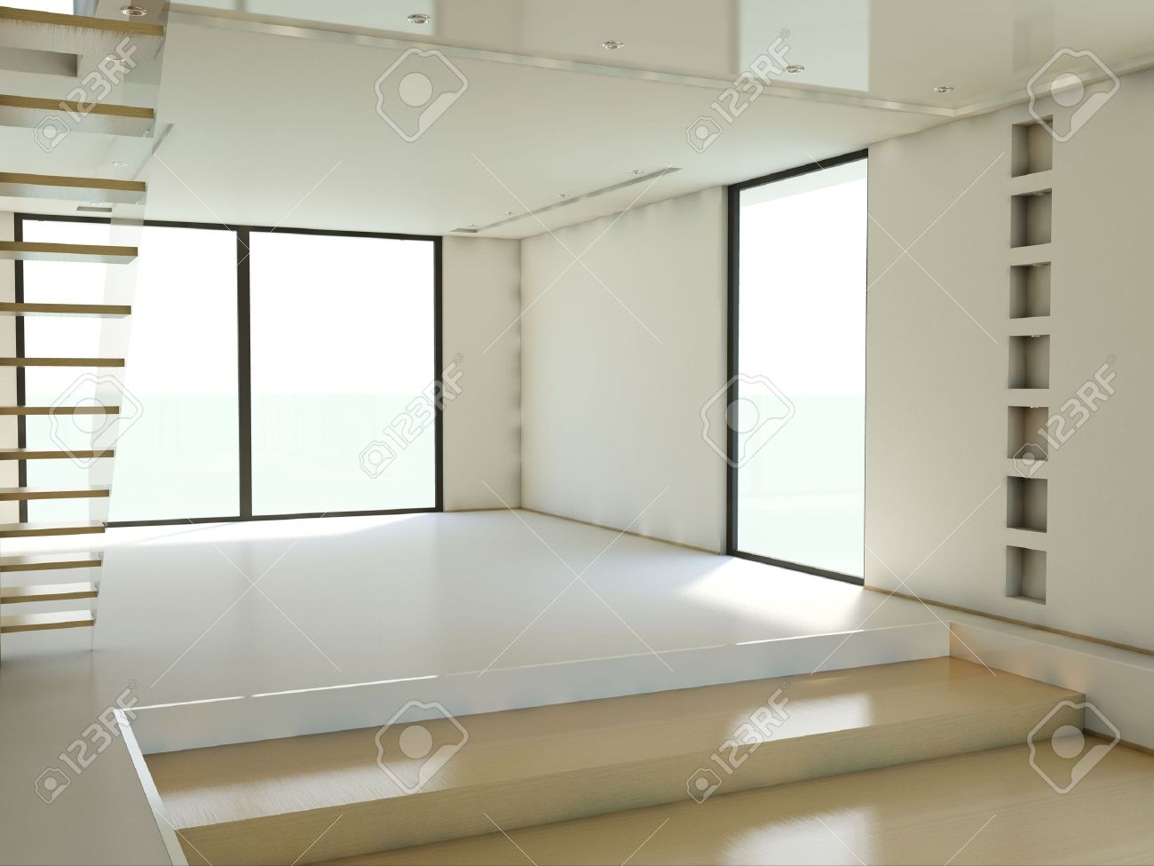 Leere Wohnung Mit Weissen Wanden Und Treppe Lizenzfreie Fotos Bilder Und Stock Fotografie Image 6039732