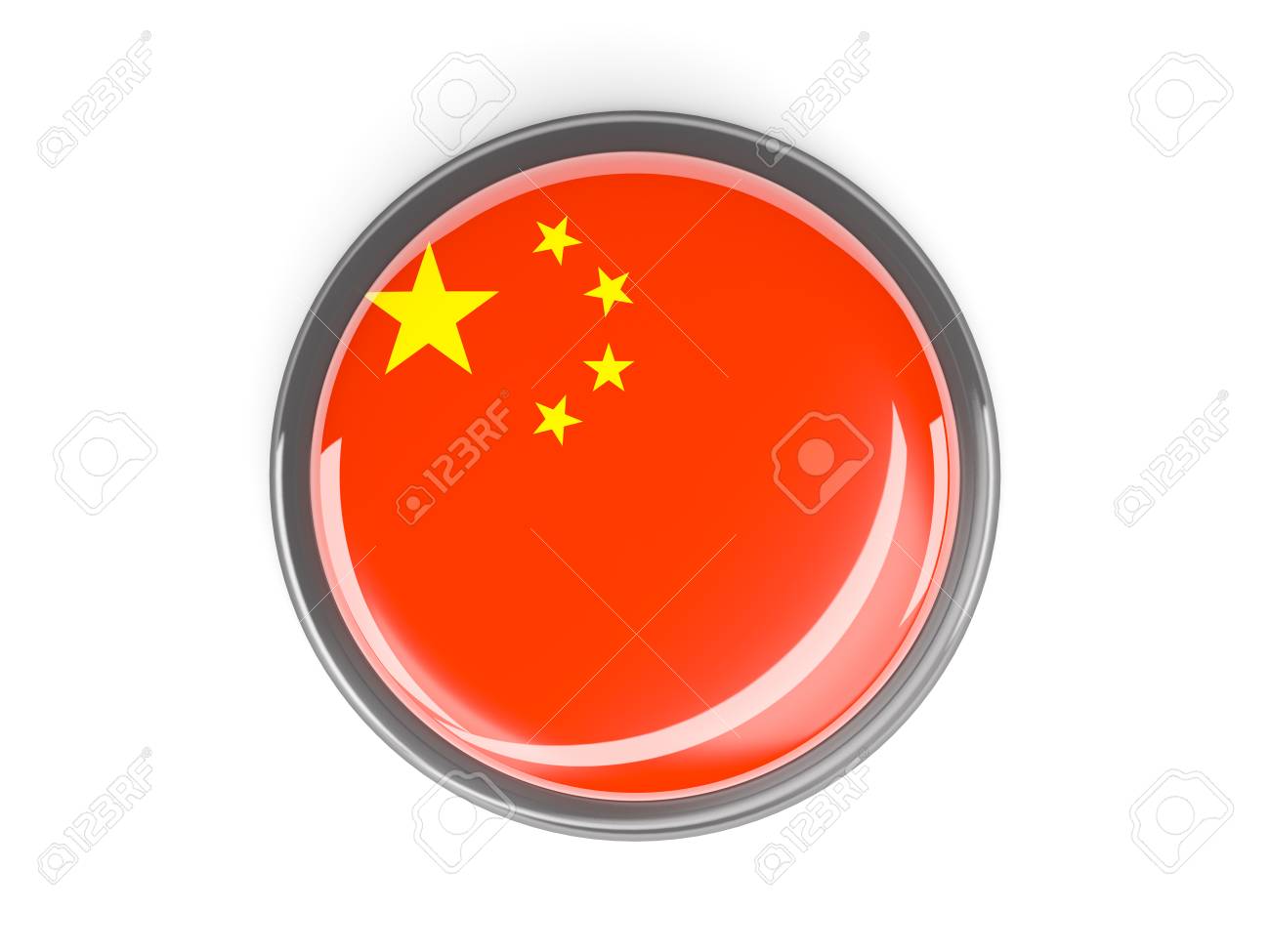 Metal Encadree Bouton Rond Avec Le Drapeau De La Chine Banque D Images Et Photos Libres De Droits Image 37584335