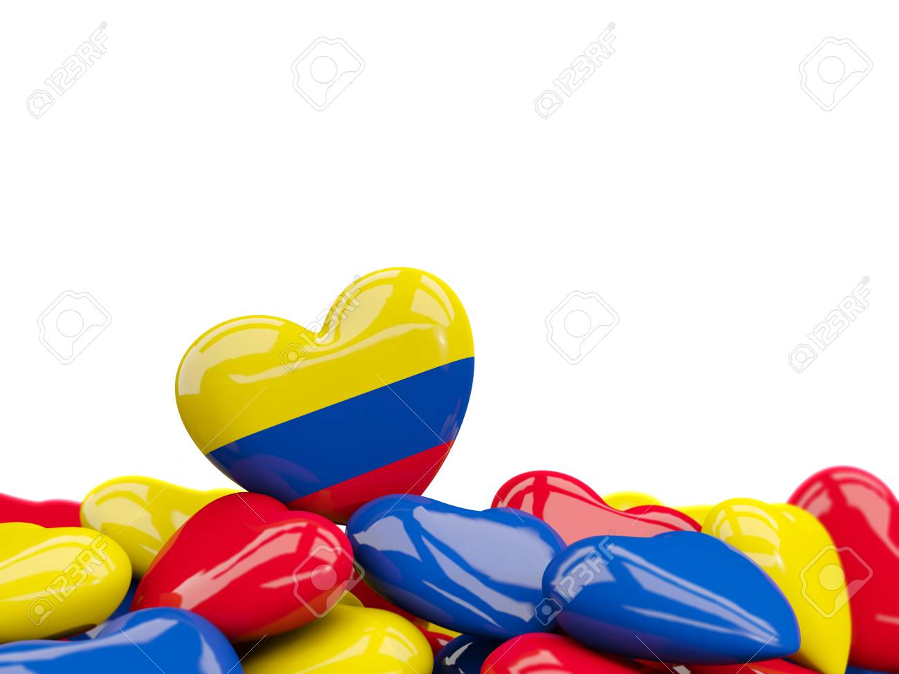 Corazón Con La Bandera De Colombia Encima De Los Corazones Del ...