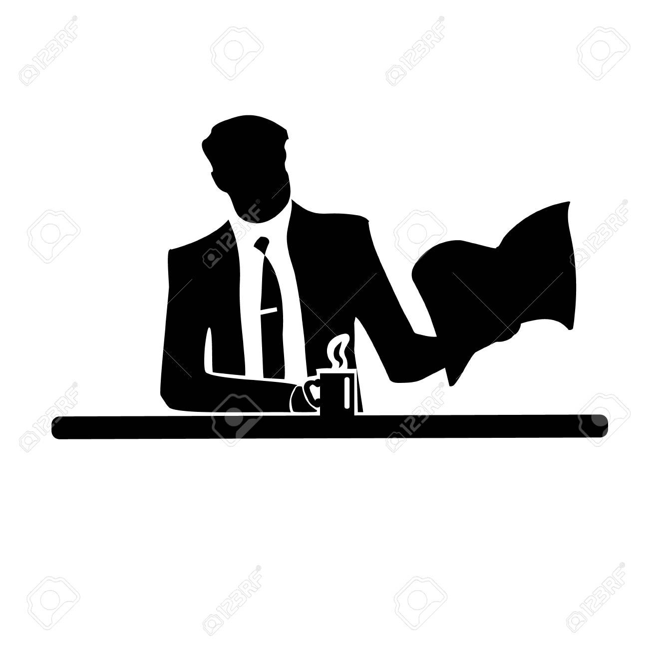 Businessman Silhouette Of A Man In A Suit And Tie On White
