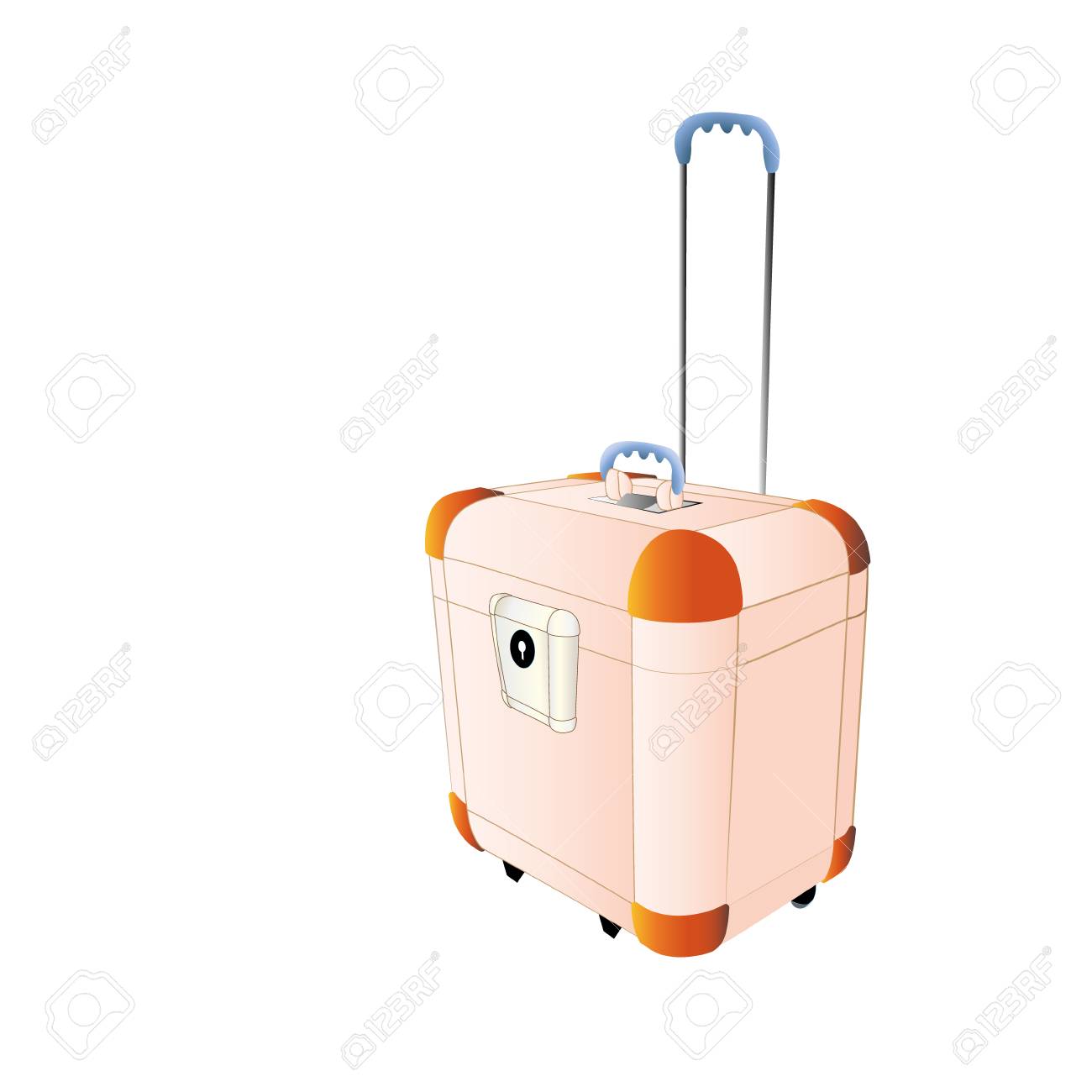 large orange suitcase