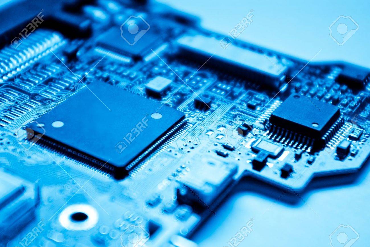 electronic circuit with shallow depth of field - blue toned - 10296331 electronic circuit with shallow depth of field - blue toned - 10296331