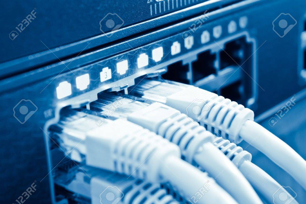 network cables in hub with shallow depth of field - 12826805 network cables in hub with shallow depth of field - 12826805