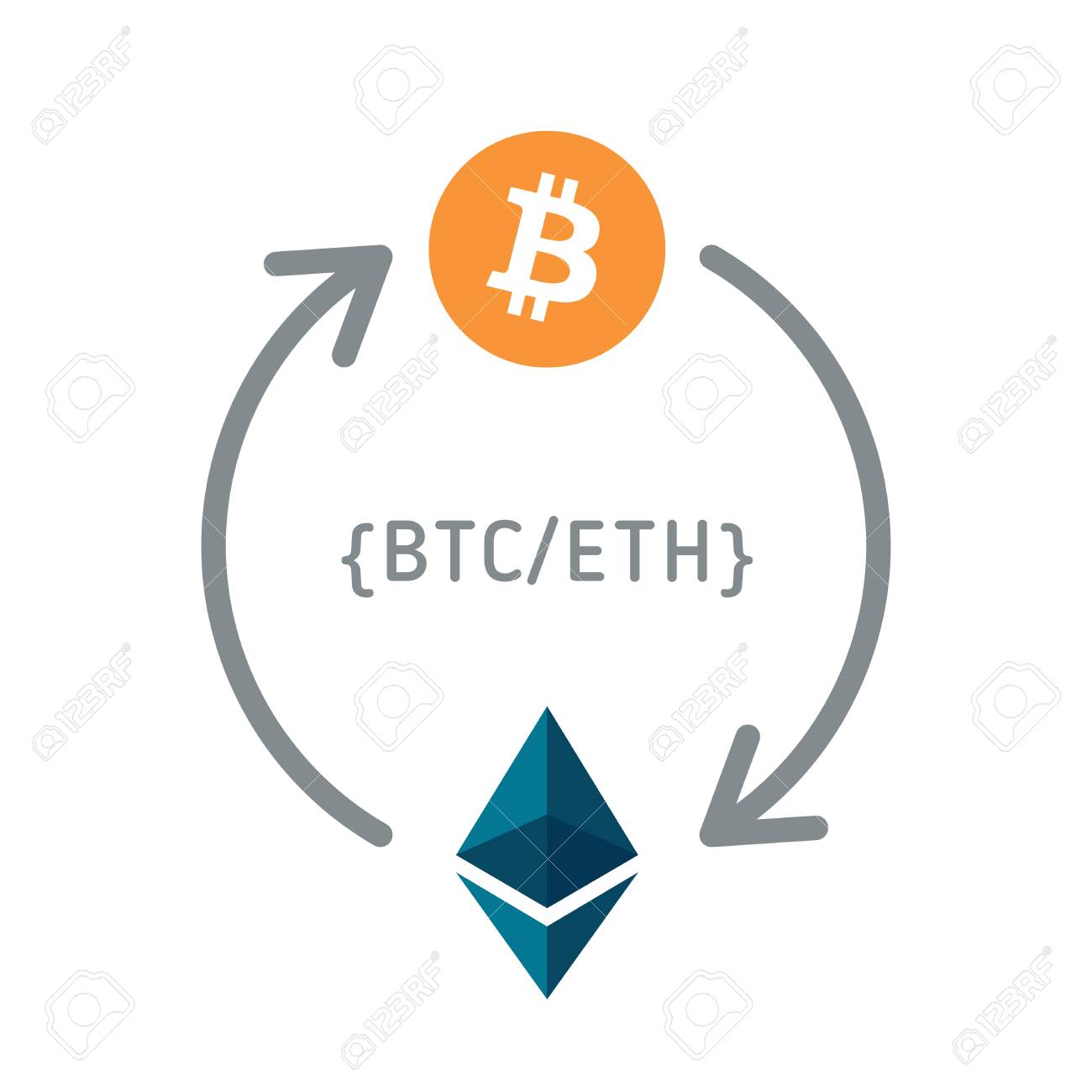Bitcoin And Ethereum Currency Exchange Cryptocurrency Converting - 